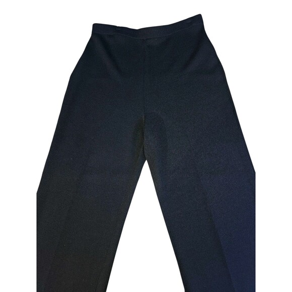 St. John Size 10 Classic Santana Knit Solid Black Pants Straight Leg Pull On - Picture 7 of 16